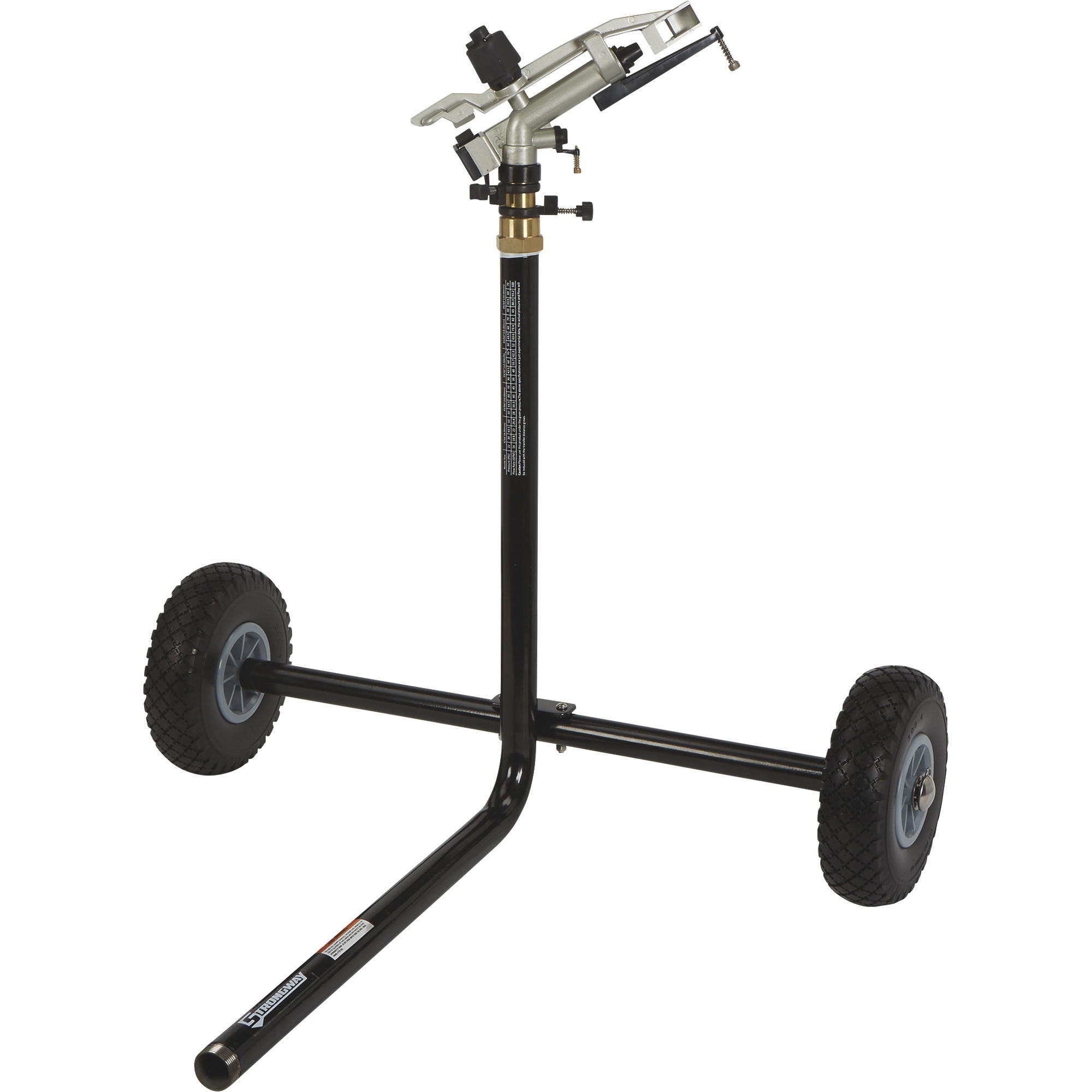 Strongway Wheeled Sprinkler, 1-1/4in. Head with 5 Nozzles, 10in. Flat-Free Tires